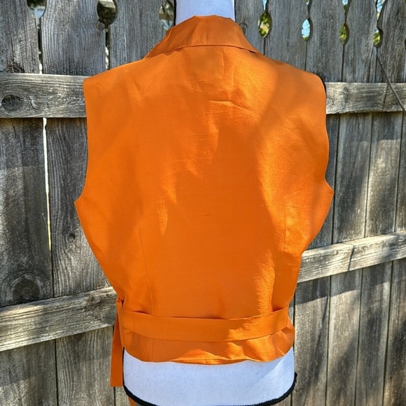 ICE Silk Orange Wrap Blouse Size Large - Picture 5 of 11